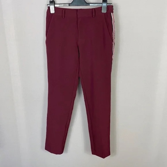 Laundry By Shelli Segal Womens Side Stripe Trousers in Wine Tasting Size 12 - Picture 5 of 13